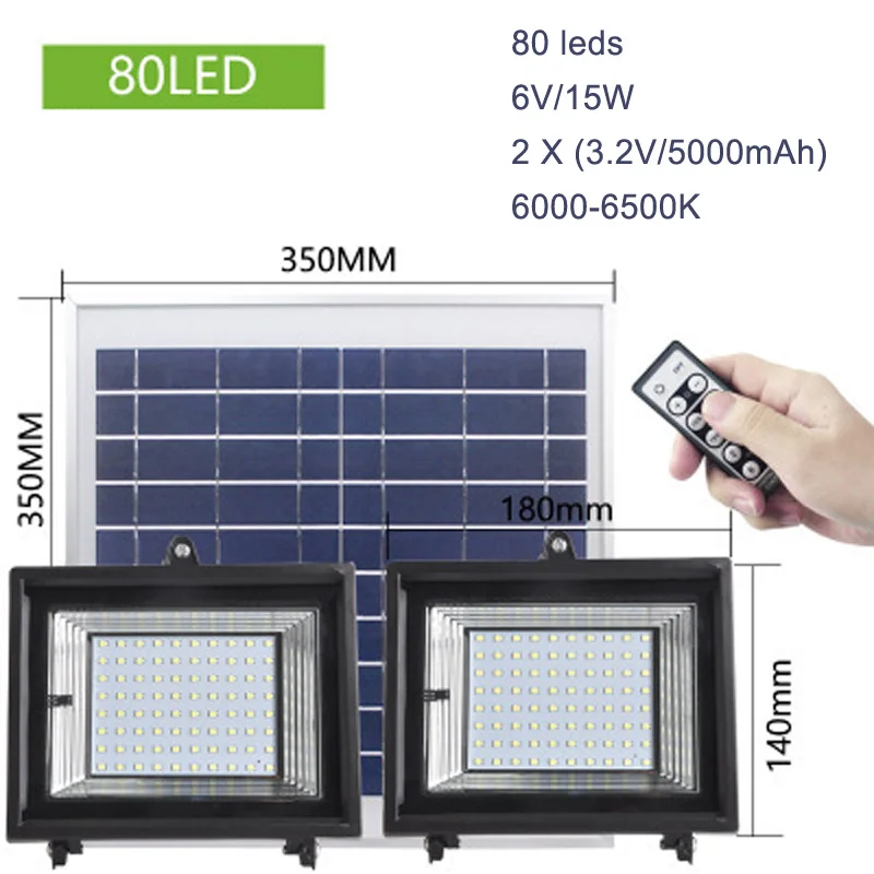 80 leds 30 60 80 100 светодиодов Солнечный светодиодный светильник двойной светильник ing источник Водонепроницаемый Открытый пульт дистанционного управления яркая дорожная стена ip65 садовая лампа - Испускаемый цвет: 80 leds