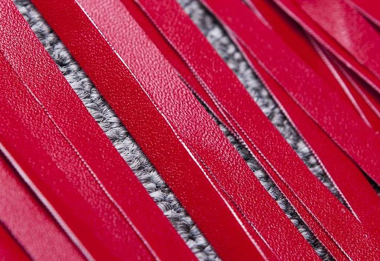 

Beateen 2018 New Long Sleeve Bodycon Dress With PU Tassel Deep V Lace-up Red Midi Autumn Dress