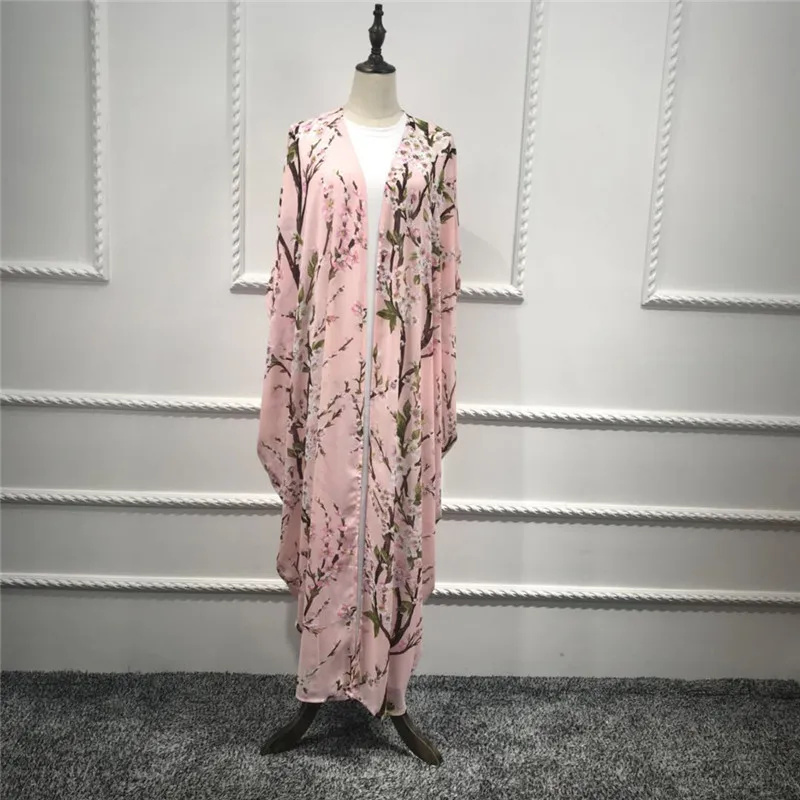 Женское свободное мусульманское платье jubah abaya с цветочным принтом и рукавом