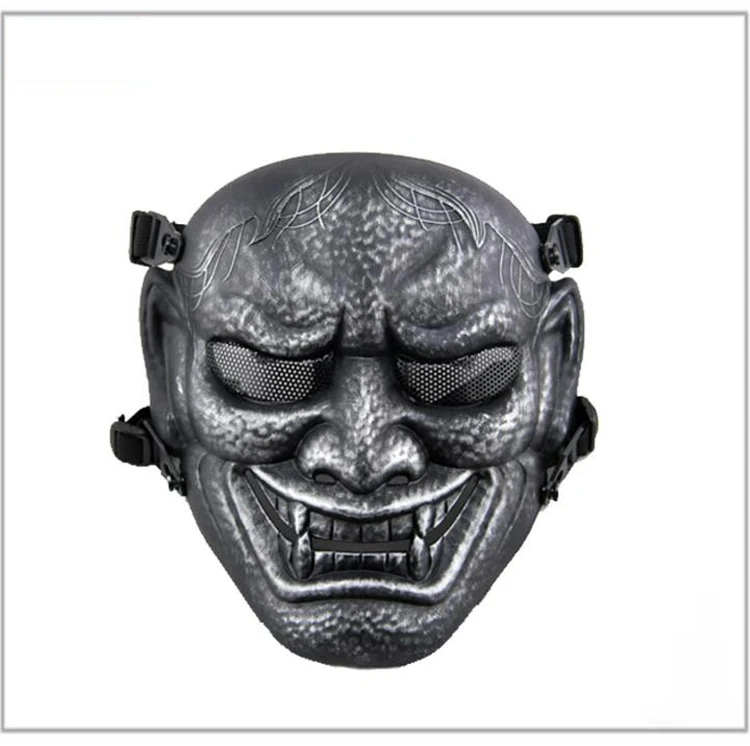 Silver black Тактическая Маска, японский король-призрак, страйкбол, игра CS, маска на все лицо, вечерние, косплей, Хэллоуин, ужас, охота, защитные маски с черепом - Цвет: Silver black