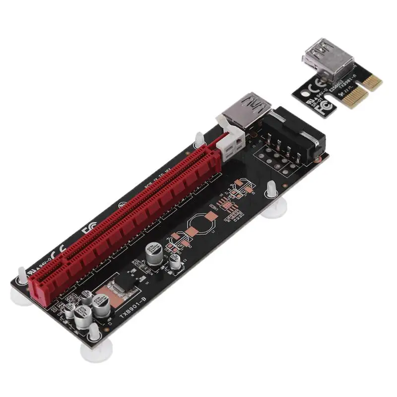PCIE PCI E Экспресс 1x до 16x Райзер карта адаптер 4Pin USB 3 0 Удлинительный кабель