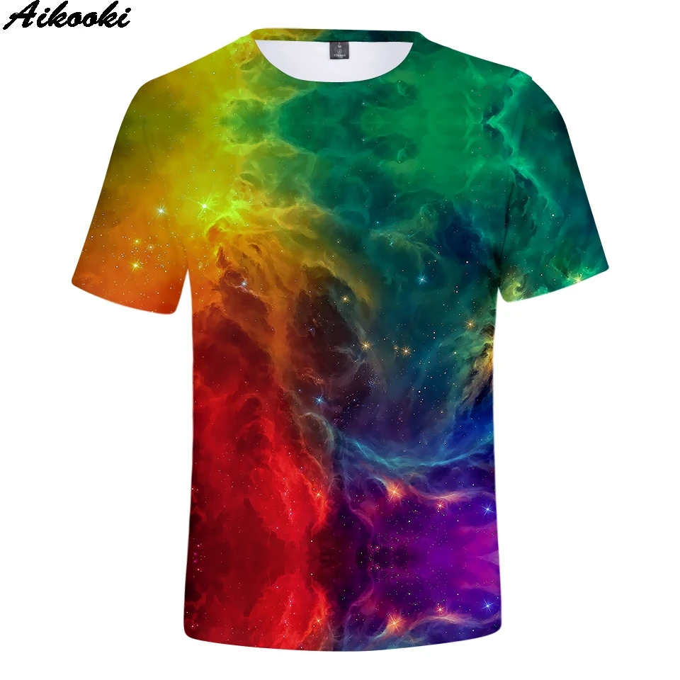 Hot sale Sky stars 3D print short sleeve t-shirt Boy/Girl Summer Tee Fashion Personality O-neck Breathable top Plus size 4XL | Мужская