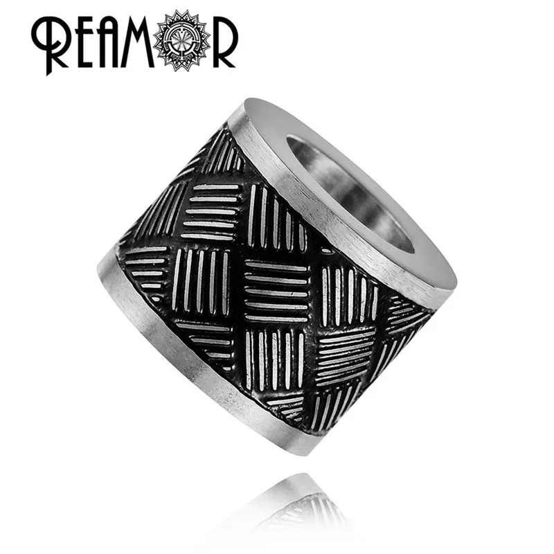 REAMOR 5 шт. позолоченные/черные амулеты бисер с большим отверстием бусины из нержавеющей стали для изготовления ювелирных изделий мужские ожерелья и браслеты DIY бусины - Цвет: Silver