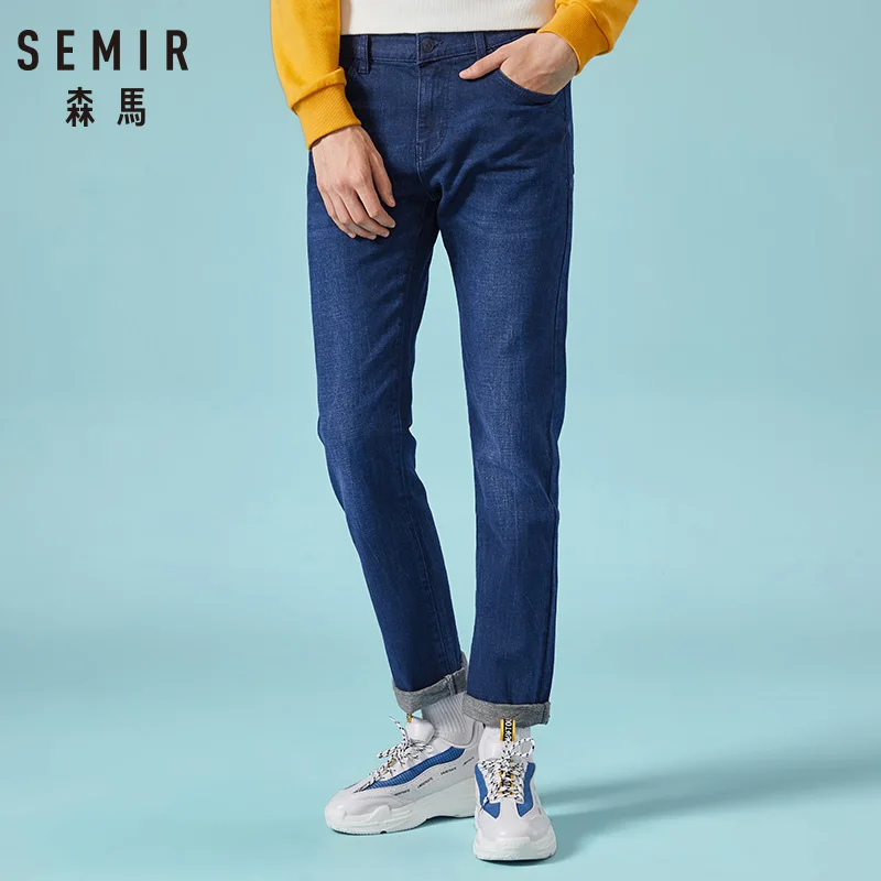 SEMIR мужские хлопковые Прямые классические джинсы весна осень джинсовые штаны