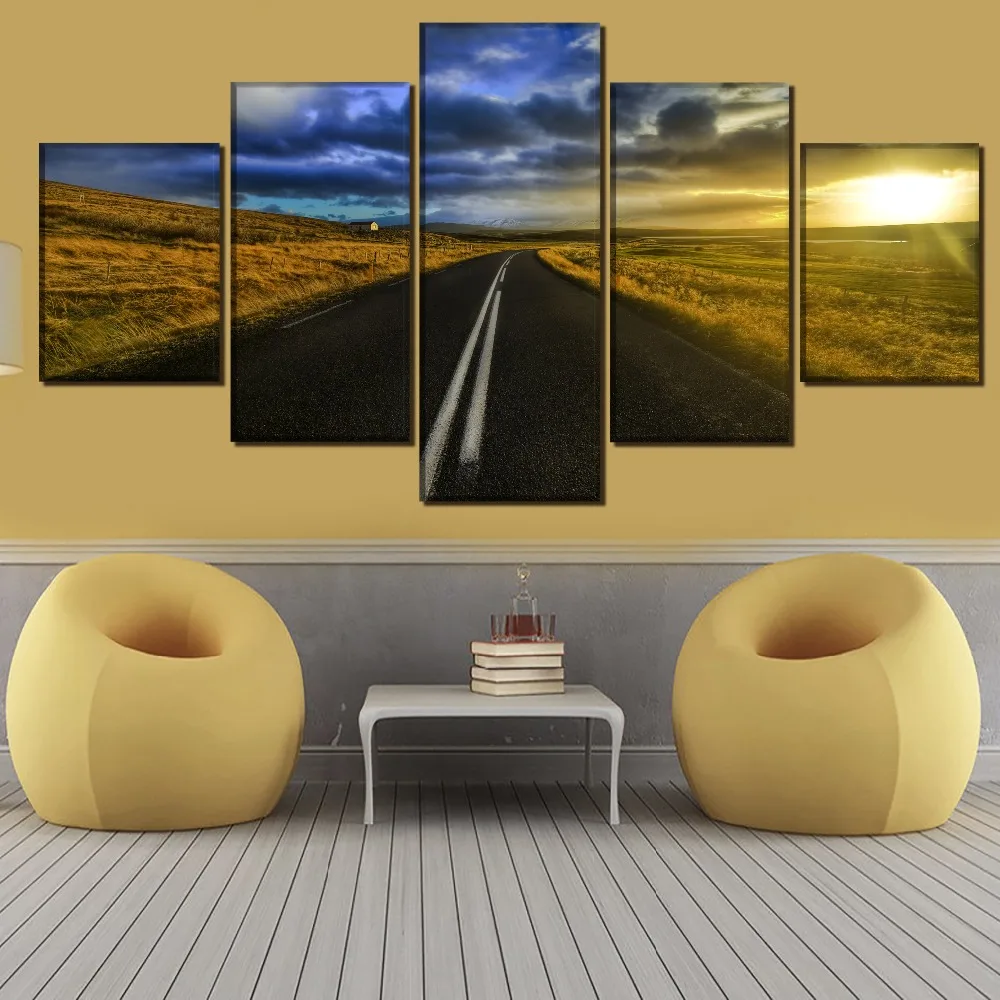Рамки Книги по искусству Home Decor Гостиная стены 5 шт. шоссе облако восхода холст