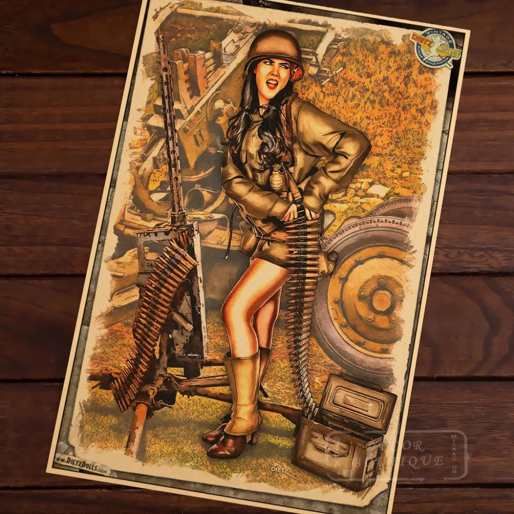 Винтажный постер пули для девочек WW2 в стиле ретро рекламные наклейки на стену