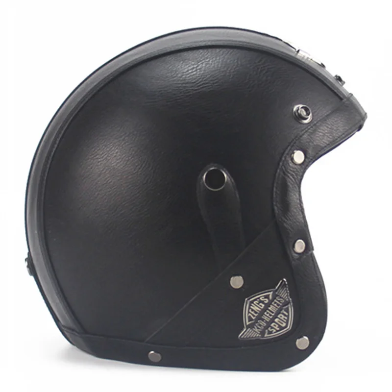 

AHP Motorcycle Leather Helmet Mask Retro Open Face Jet Scooter Motorcycle Vintage Punk Helmet Goggles Caps