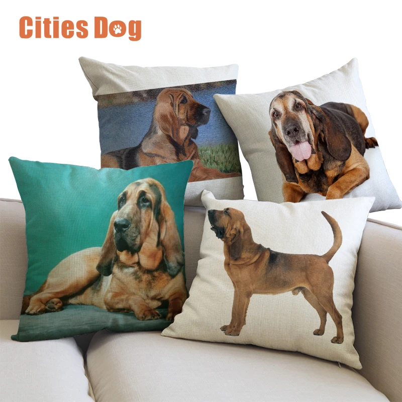 Декоративные подушки cojines coussin decoracion para el hogar льняная собака породы бладхаунд 45х45