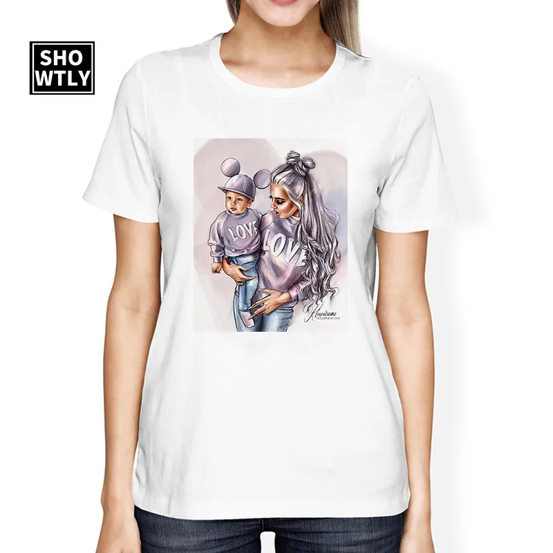 Модная детская футболка с принтом мама удобная модная эстетическая Милая kawaii