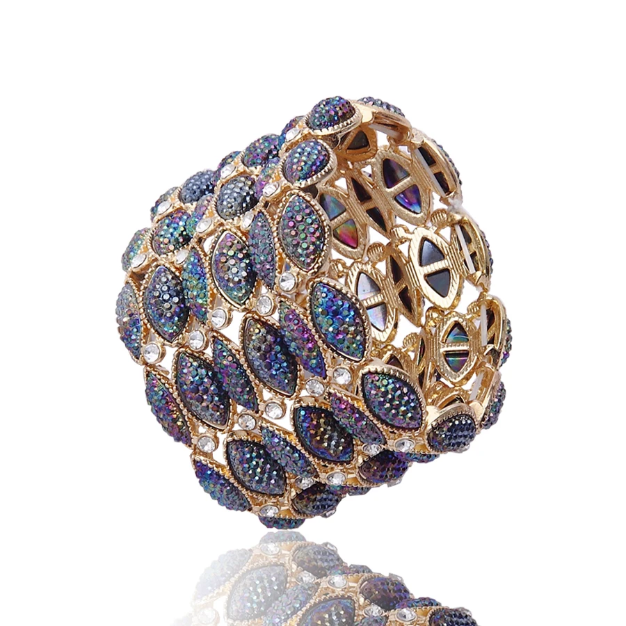 

Bohemia Style Vintage Crystal Alloy Bracelets & Bangles Trendy Jewelry Horse Eye Pattern Wide Elastic Bracelets For Women Girls