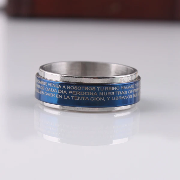 Бесплатная доставка синий 7 мм крест Библия двойной слой вращение 316L