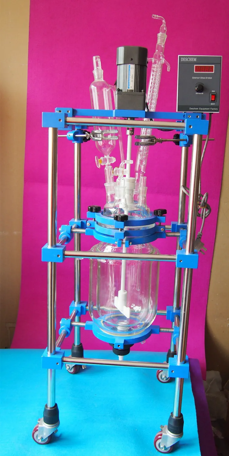 Реакционный чайник со стеклянной оболочкой 5000 мл цилиндрический резервуар для