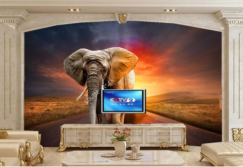 

Custom 3D murals,Elephants under the setting sun wallpaper,restaurant living room sofa TV wall children bedroom wall paper