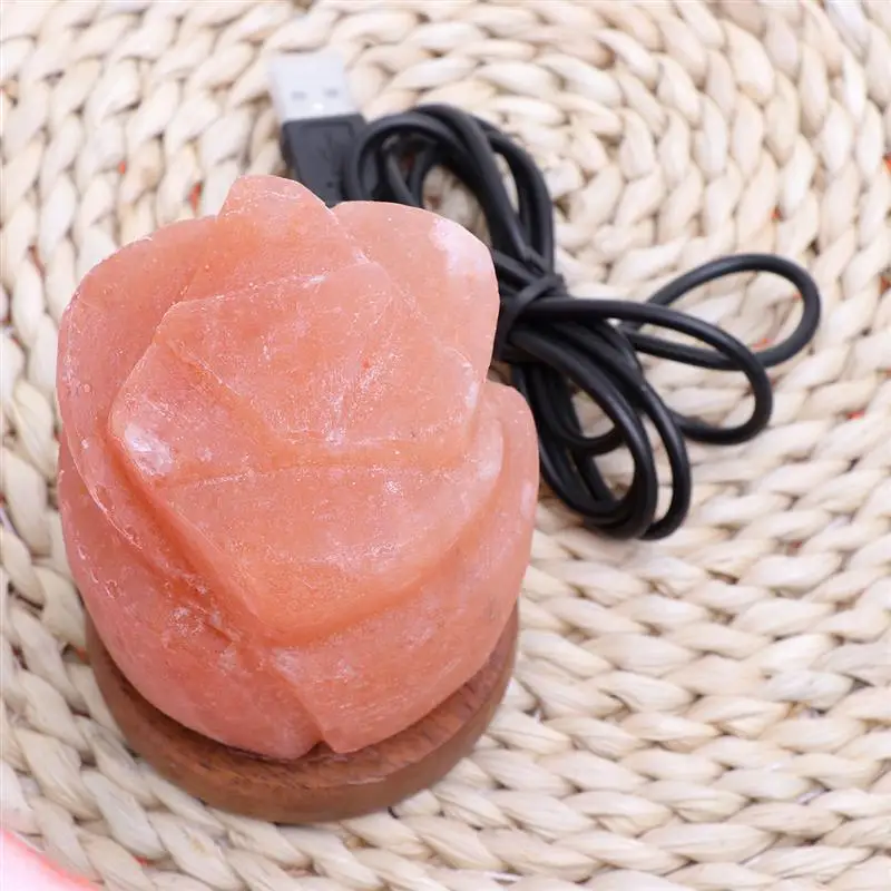 Настольная USB Хрустальная Гималайская Соляная Лампа Ночная мини-лампа красочный светильник, изменяющий Ночной светильник, простая настольная лампа(Лотос