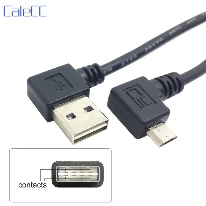 

90 Degree Reversible Left Right Angled USB 2.0 Male to Right Angled Micro USB 5Pin Male Cable 25cm for Mobile phone & tablet