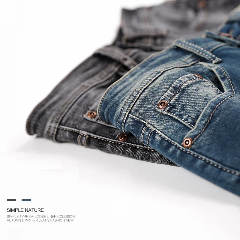 Мужские джинсы со средней талией свободного покроя размеры 28 48|Мужские джинсы| |