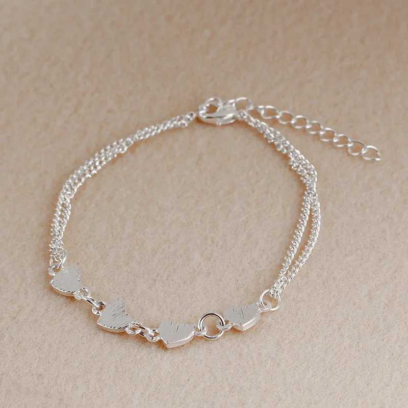 New Glow in the Dark Bracelet Enamel Heart Bracelets Bangles for Women Silver Color Chain Charm Female Handmade Suppliers | Украшения и