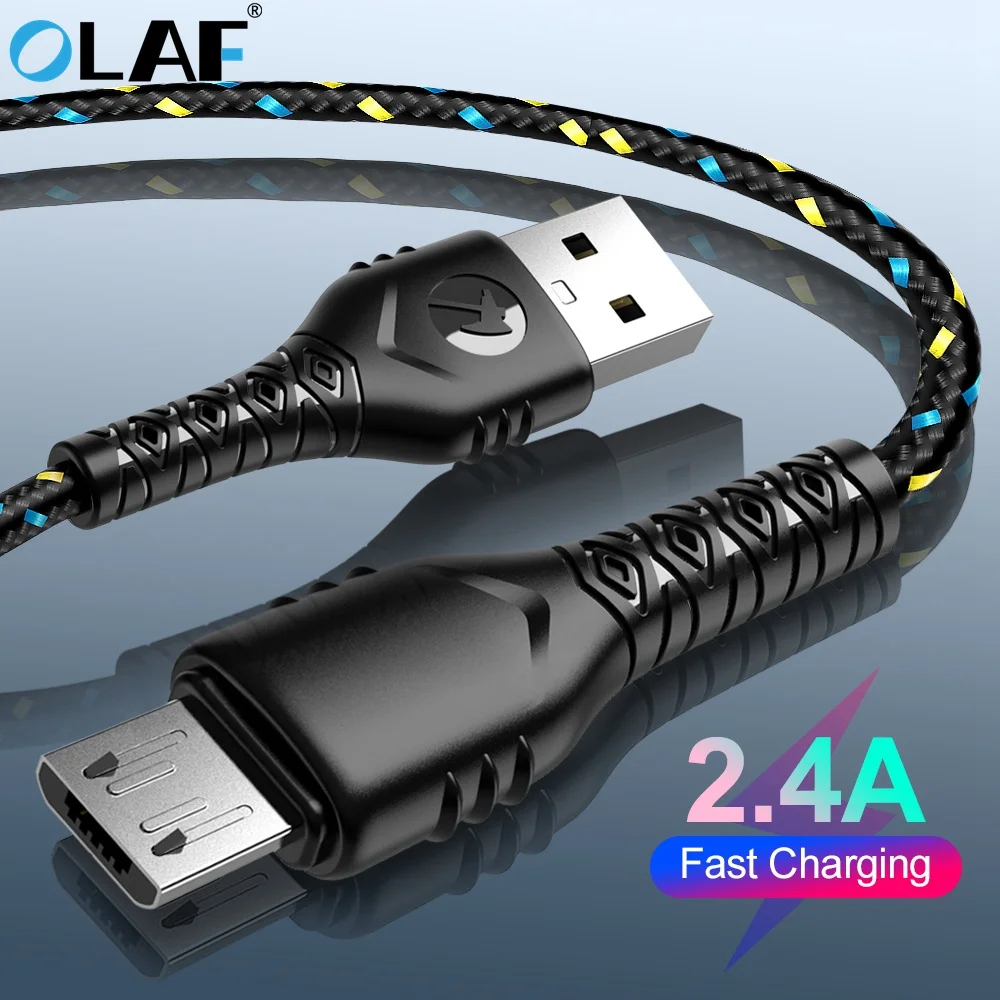 Кабель Micro USB OLAF в нейлоновой оплетке 2 4 А кабель для быстрой зарядки 1 м 3 Samsung Huawei