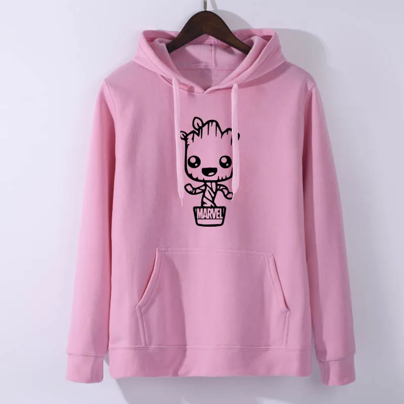 Pink black Модная женская толстовка с длинным рукавом, пуловер, свитер, Groot MARVEL, с буквенным принтом, Женская толстовка, топы, женская одежда - Цвет: Pink black