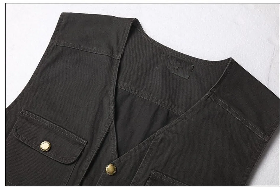 Мужская Летняя Свободная безрукавка с множеством карманов однобортный