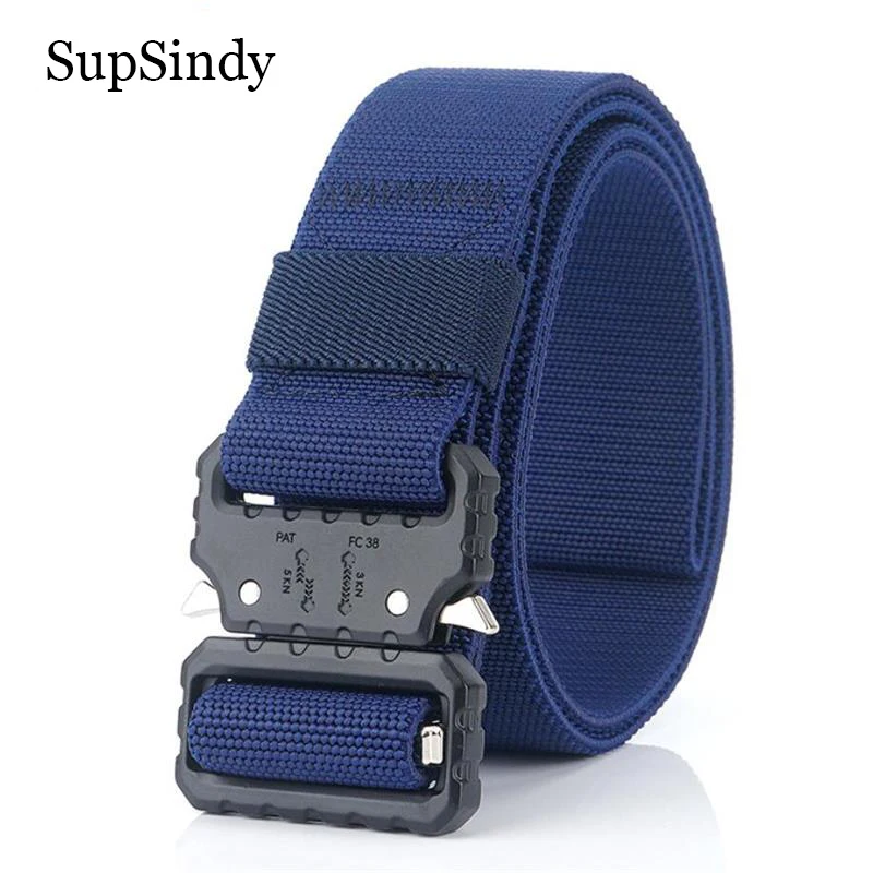 

SupSindy Men Stretch elastic Belt nylon canvas belts Quick release buckle military strap multifunctional Training tactical belts