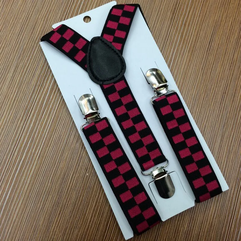 2019 детские праздничные костюмы Детские эластичные сетчатые подтяжки в клетку 3