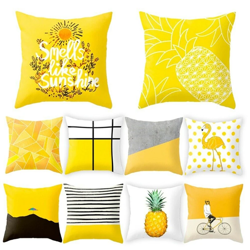 

Soft Empty Geometric Cushion Cover Yellow Pillow Decorative for Sofa Bedroom Car DIY Printed Pillow Seat Chair Cushion Case
