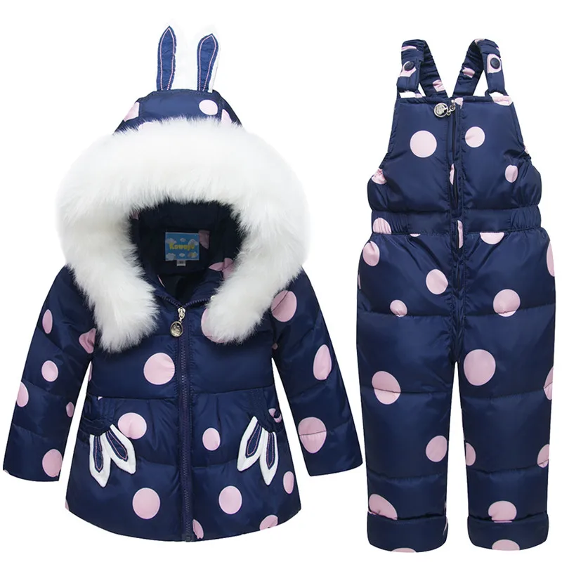 

Dulce Amor Winter Kids Down Jacket Set Baby Warm Thick Duck Down Coat+Romper 2PCS Outerwear Boys Girls Skiing Suit Snowsuit