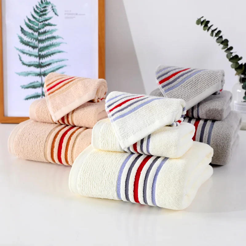 

3pcs High Quality New 100% Cotton Bath Towel Soft Elegant Luxury Bathroom Face Hand Bath Towels Sets for Adults