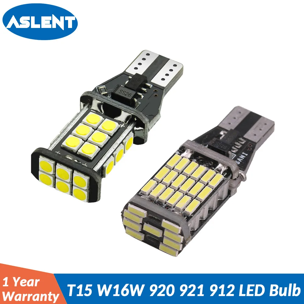 ASLENT 2 шт. T15 W16W 920 921 912 светодиодный обратный светильник лампочки Canbus 4014 45SMD