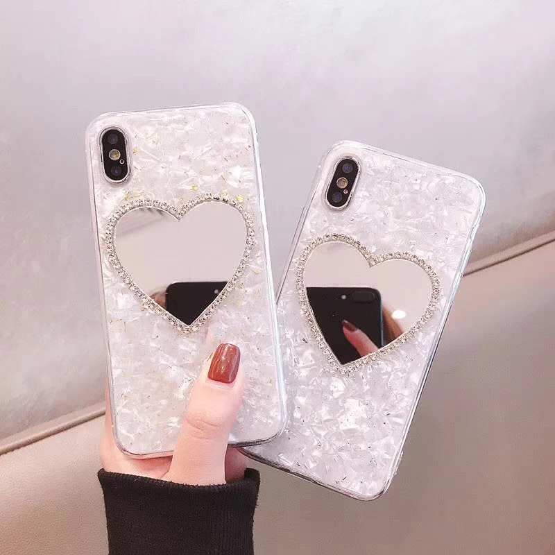 Роскошный зеркальный чехол с алмазным мрамором для iphone 6 S 7 8 plus X XR XS MAX samsung Galaxy S8 S9
