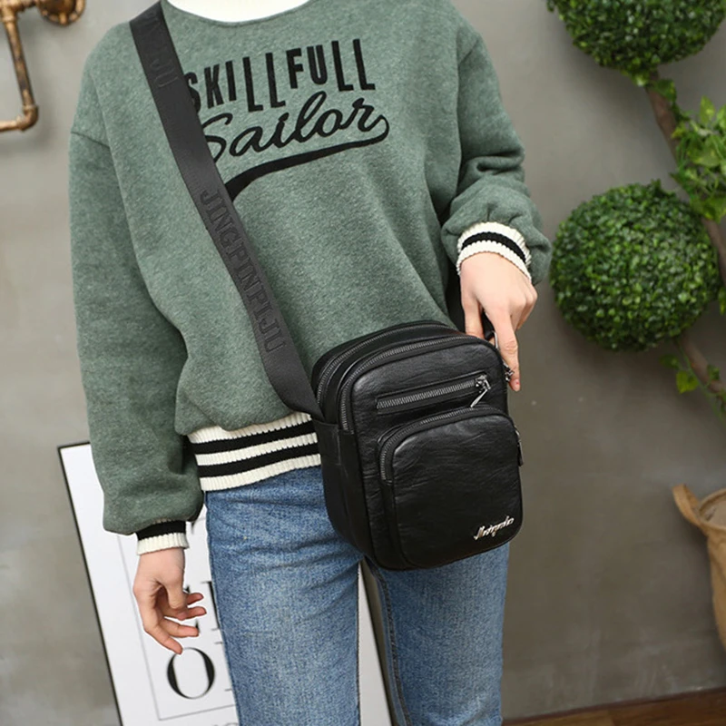 

Men Soft PU Leather Crossbody Bag Waterproof Vintage Shoulder Messenger Bags City walking Bag for Male Multi layers XA157WC