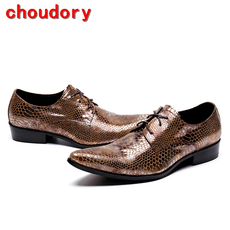 Мужские туфли оксфорды из кожи питона Choudory классические крокодиловой на скрытом