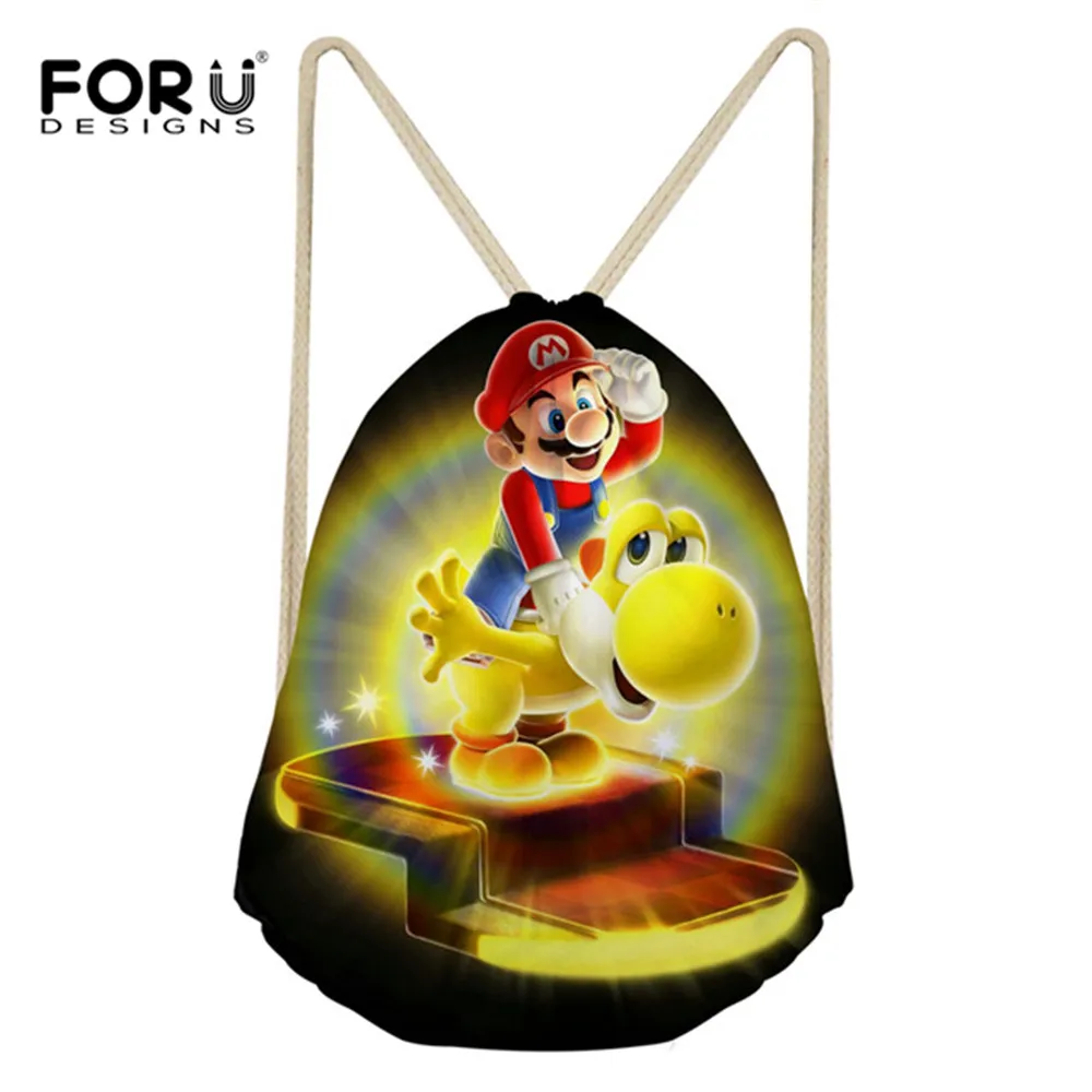 FORUDESIGNS/ мультяшный маленький рюкзак с принтом Супер Марио для женщин и мальчиков; Повседневная Дорожная сумка на шнурке для детей; сумка для мальчиков-подростков - Color: HMB373Z3