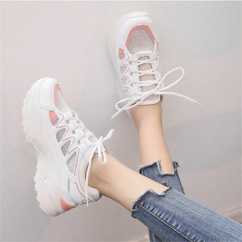 Женские кроссовки с дышащей сеткой модные повседневные на платформе Chaussure Femme