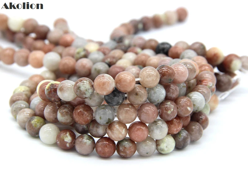 Akolion Lepidolite круглые бусины натуральный розовый камень Mala для изготовления