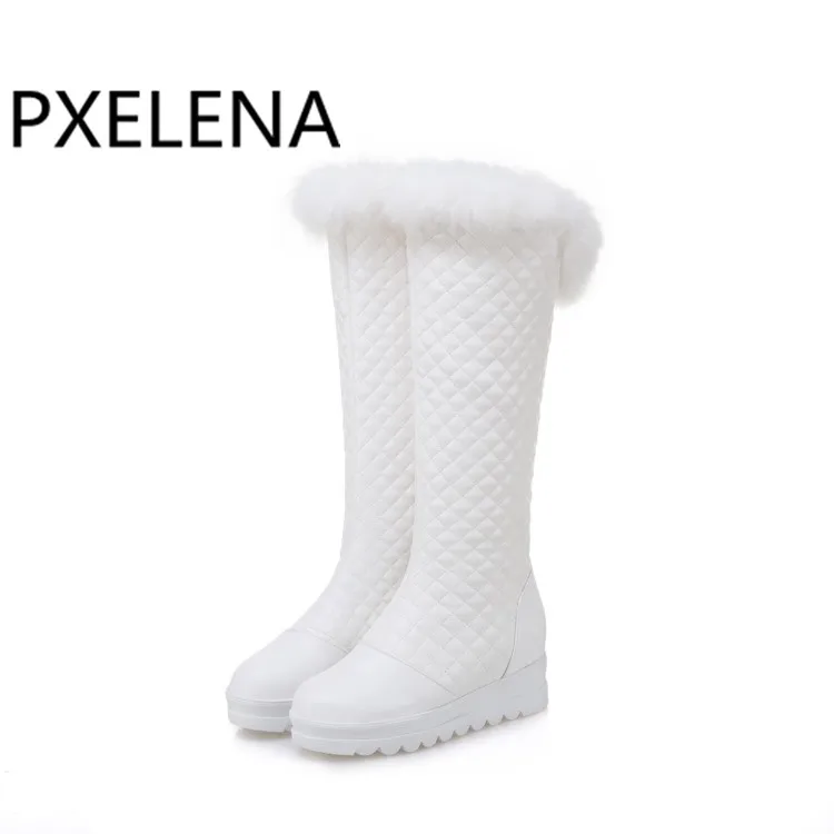 Женские зимние сапоги до колена PXELENA новинка 2018 теплые длинные для верховой езды