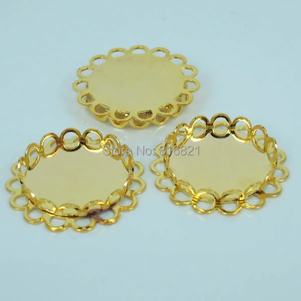 Пустая двойная круглая филигрань кружевной ободок из смолы кабошон основа