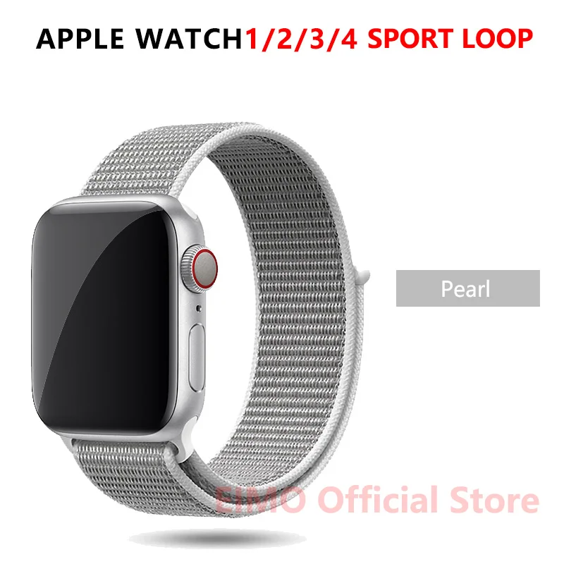 Pearl EIMO ремешок для Apple Watch ремешок 44 мм 40 мм Apple Watch 4 5 3 2 1 iwatch ремешок 42 мм 38 мм Спортивная петля нейлоновая петля браслет ремешок для часов - Цвет ремешка: Pearl