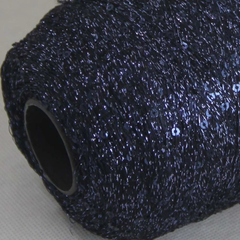 Распродажная пряжа ручной вязки с блестками диаметром 5 см 3 мм 480 г темно синего