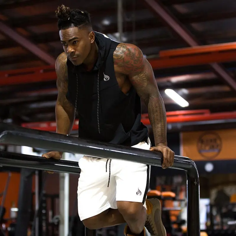Men sporting sleeveless hoodies gyms Workout Fitness Bodybuilding Sweatshirt male Fashion Casual Hooded Vest cotton Sportswear | Мужская