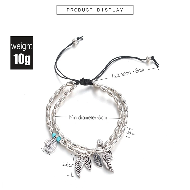 1pcs Retro style leaf Rune Yoga pendant foot chain sand beach ring | Ювелирные наборы и прочее