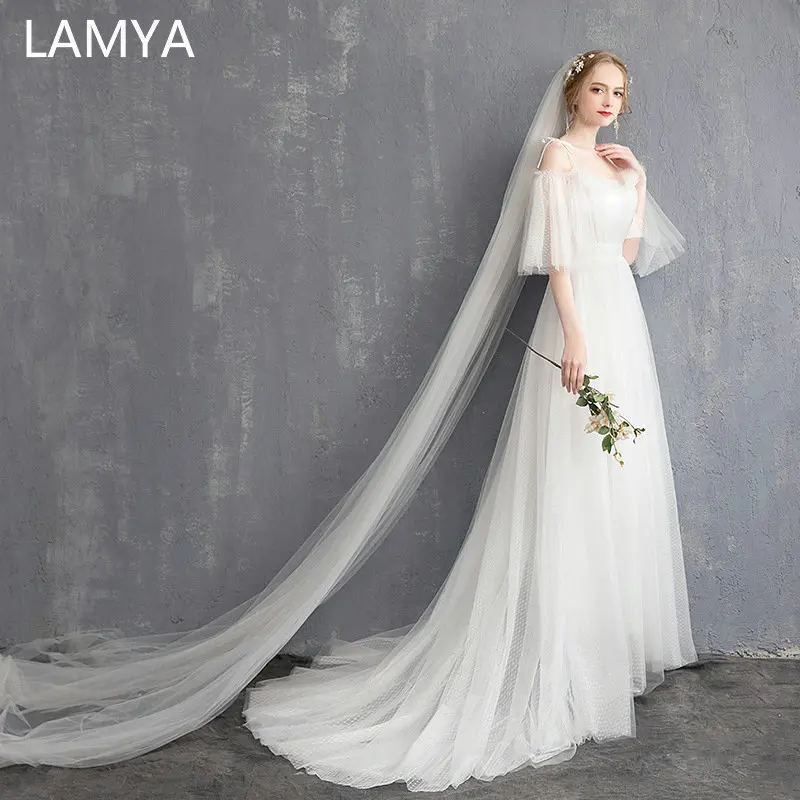

LAMYA Elegant Simple Wedding Dress Customized Boat Neck Bridal Gowns Court Train Wedding Dresses Fashionable Vestido De Noiva