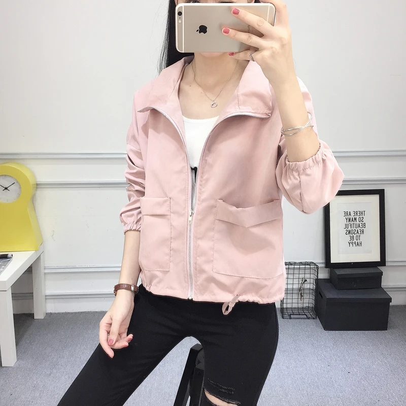 Women Jacket Basic Coat Spring Summer Newest Fashion Female Casual Long Sleeve Loose Solid Short Thin Jacket Outerwear Coat