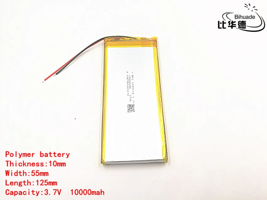 Хорошее качество 3,7 В 10000 мАч 1055125 полимерный литий-ионный / Li-ion аккумулятор для TOY POWER BANK GPS mp3 mp4.