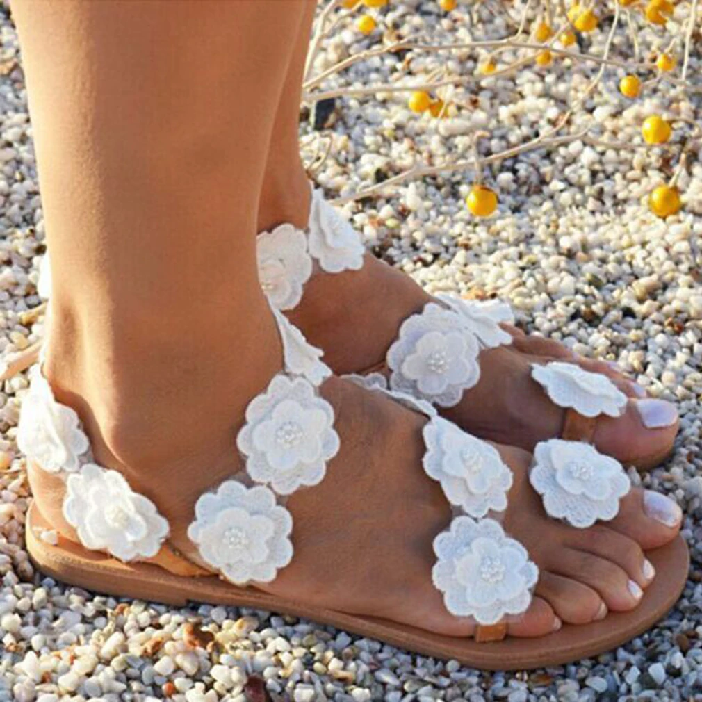 Женские босоножки в богемном стиле Стиль Летняя женская обувь с плоской подошвой