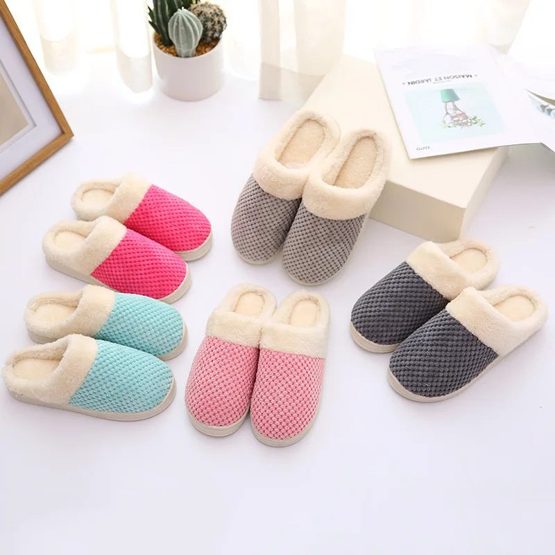 Зимняя трендовая женская домашняя обувь с открытым каблуком 2018 мужские и женские