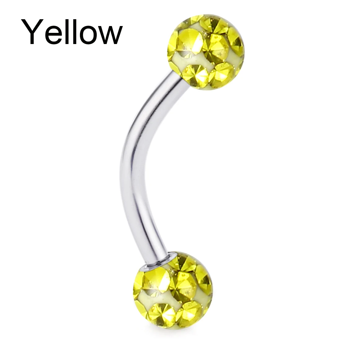 Yellow Color 1 шт. эпоксидной Кристалл Ferido мяч кольца для губ изогнутая гантель из нержавеющей стали для бровей Пирсинг для тела ювелирные изделия для Для женщин девочек MD08 - Окраска металла: Yellow Color