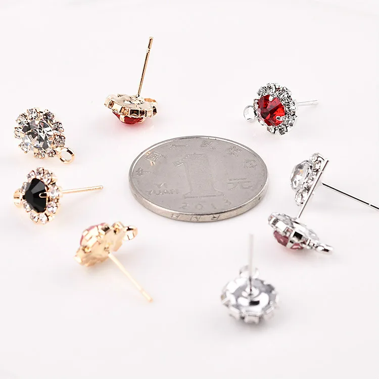 Алмазная дрель круглые серьги гвоздики diy аксессуары ручная работа маленькие