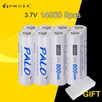 palo 8pcs aa 3 7v rechargeable battery aa batteria li ion lithium 900mah rechargeable batteries for flashlight